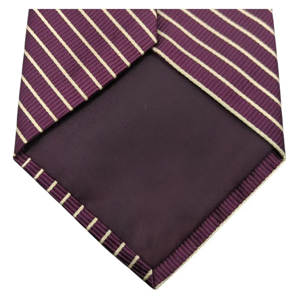 Polo Ralph Lauren Silk Tie Repp Striped Necktie Purple White Vintage 55